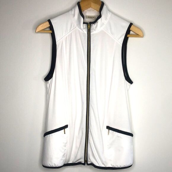 Zenergy GOLF by Chico's White Zip-up Jersey Vest with Black Edging - Picture 4 of 10